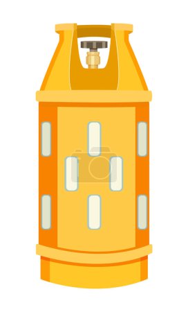Ilustración de Contenedor de gas amarillo aislado con regulador. Gas comprimido en tanque a alta presión. Globo de llenado de gas líquido, combustible. Dibujos animados ilustración. Depósito de gas con metano, propano, butano, argón, oxígeno - Imagen libre de derechos