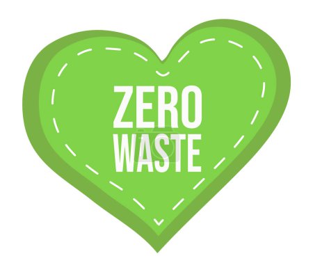 Photo for Isolated green heart with text and dotted line inside at white background. Concept of eco friendly, zero waste, waste recycling for saving nature. Label with vector heart and inscription. Ecology post - Royalty Free Image