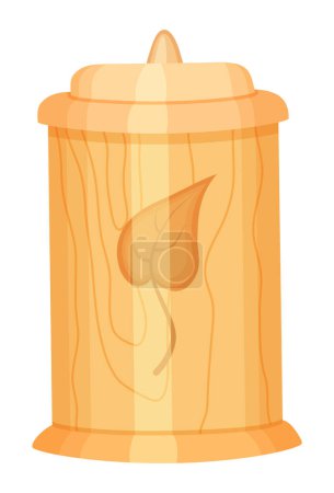 Ilustración de Icono web de contenedor o tarro de madera aislado para productos a granel, granos, azúcar, sal o miel. utensilio de cocina en fondo blanco. Ilustración vectorial en estilo de dibujos animados. Concepto de productos naturales - Imagen libre de derechos
