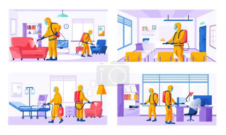 Illustration for Disinfection illustration set. Cartoon set of disinfection in vector color flat - Royalty Free Image