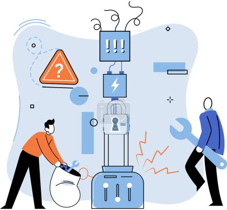Illustration for Team solving problems Teamwork business concept Creative idea problem solution cooperation.Thinking and imagination, problem solving, brainstorming, idea and human fantasy, motivation and inspiration, - Royalty Free Image
