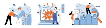 Illustration for Promotion discount sale. Vector illustration. Sales index, pulse of businesss health Forecast of future sales, magic mirror reflecting business prospects Flash sale online, game of fast fingers - Royalty Free Image