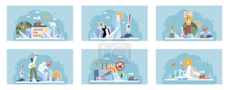 Illustration for Climate change. Save the planet. Vector illustration Climate change poses threat, but we calleviate its impact Environmental protection is essential for reducing effects global warming To combat - Royalty Free Image