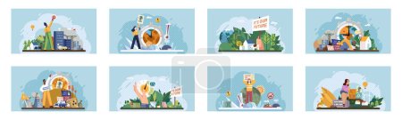 Illustration for Climate change. Save the planet. Vector illustration Environmental protection is everyones responsibility in face global warming Climate change necessitates immediate actions to ensure livable planet - Royalty Free Image