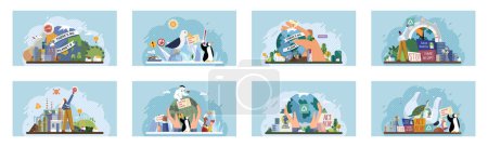 Illustration for Climate change. Save the planet. Vector illustration We must take significant steps to change climate patterns and secure better future Environmental protection is paramount in face escalating global - Royalty Free Image