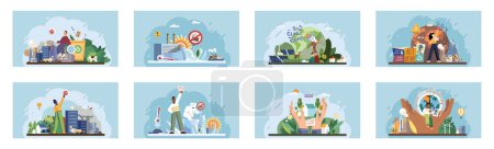 Illustration for Climate change. Save the planet. Vector illustration Climate change demands immediate action to protect earth for future generations Earth pollution necessitates shift towards responsible consumption - Royalty Free Image
