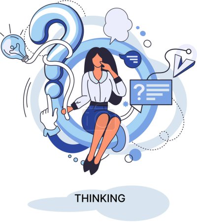 Illustration for Thinking process of functioning of consciousness, metaphor determines cognitive activity person and his ability to identify and connect images, ideas, concepts, determine possibilities of their change - Royalty Free Image