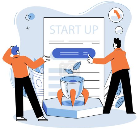 Illustration for Successful project launch. Vector illustration. Project launch management, puppeteer pulling strings behind successful venture A project launch, adventurous plunge into seof opportunity A successful - Royalty Free Image