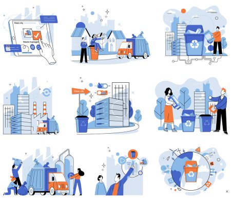 Illustration for Clean city. Vector illustration. It reflects collective commitment to environmental protection, where individuals, communities, and businesses actively participate in sustainable practices - Royalty Free Image