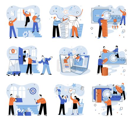 Illustration for Working together. Vector illustration. Collaboration fuels productivity and drives business growth Partnership agreements are built on trust, shared vision, and effective communication Strategic - Royalty Free Image