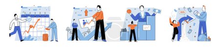 Illustration for Established business. Vector illustration. Partnerships bring together complementary skills and resources Teamwork is crucial for collaborative and efficient work environments Companies rely - Royalty Free Image