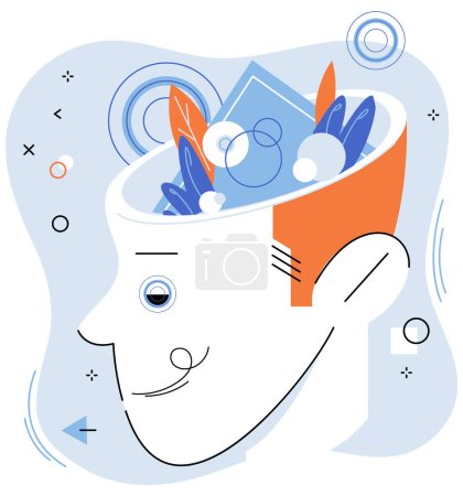 Illustration for Positive thinking. Vector illustration. Cultivating positive mindset leads to greater happiness The power positive thinking lies in its ability to shape our reality Developing positive mindset takes - Royalty Free Image