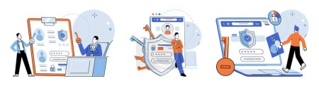 Illustration for Authentication. Vector illustration. Privacy measures should be implemented to safeguard user information Accessibility options should be available to users without compromising security Access - Royalty Free Image