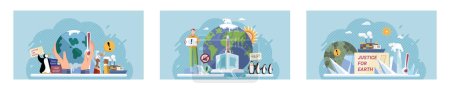 Illustration for Climate change. Save the planet. Vector illustration On World Environment Day, lets reflect on our impact on planet Promoting sustainability clead to positive changes in global warming trends - Royalty Free Image