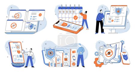 Illustration for Information privacy. Vector illustration. Saving personal information securely is essential for maintaining privacy Confidentiality is cornerstone information security Safeguarding personal data - Royalty Free Image