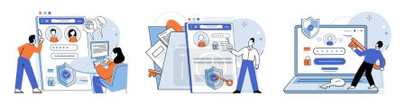 Illustration for Account login. Vector illustration. To access your account, you need to log in using your login credentials Protecting your account with strong password is crucial for security Before granting access - Royalty Free Image