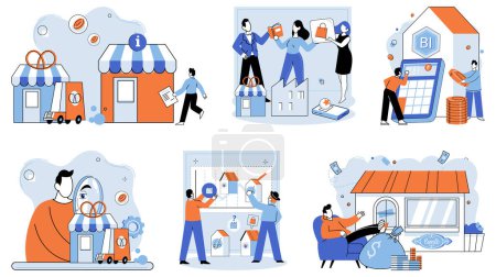 Illustration for Family business. Vector illustration. The family business concept emphasizes integration family values and business practices Accounting practices ensure accurate financial records and compliance - Royalty Free Image