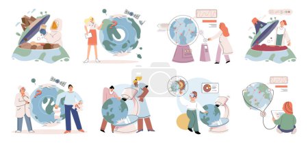 Illustration for Science. Vector illustration. Investigation helps scientists uncover hidden patterns and relationships Scientists search for answers through careful exploration and analysis The exploration new ideas - Royalty Free Image