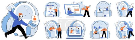 Illustration for Support service. Vector illustration. Technological advancements contribute to improved support services The internet serves as vast repository information for support service providers Effective - Royalty Free Image
