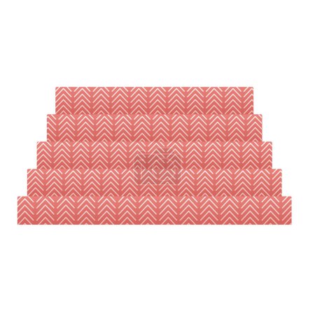 Illustration for Carpet on stairs, red floor mat inside house. Interior styling vector, isolated icon of colorful rug closeup flat style decoration of home. Carpet laying on floor, geometric decor brown cotton fabric - Royalty Free Image