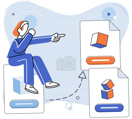 Illustration for Shared file vector illustration. The shared file concept promotes exchange and accessibility information within networked environment Effective management shared files involves proper documentation - Royalty Free Image