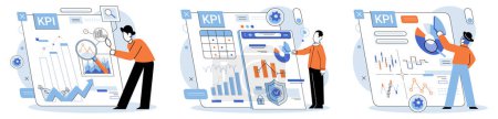 Illustration for Analysis tool. Business intelligence. Vector illustration Marketing strategies are essential for promoting products and services The concept design influences user experience and brand perception - Royalty Free Image