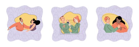 Illustration for Boundary vector illustration. Effective communication involves understanding and respecting others personal space and boundaries Maintaining appropriate distance during contact demonstrates respect - Royalty Free Image