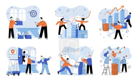 Illustration for Partnership. Vector illustration. Finding innovative solutions as team strengthens partnership bonds Organizational success hinges on effective collaboration and partnership Brainstorming sessions - Royalty Free Image