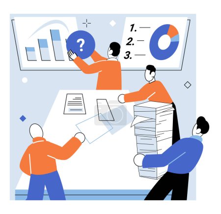 Illustration for Business briefing vector illustration. Effective management practices align resources, motivate teams, and steer organization towards strategic objectives Accounting principles enable accurate - Royalty Free Image