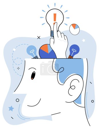 Illustration for Abstract thinking. Vector illustration. Creative thinking is nurtured through interplay imagination, intelligence, and abstract thought The abstract thinking concept prompts us to question assumptions - Royalty Free Image