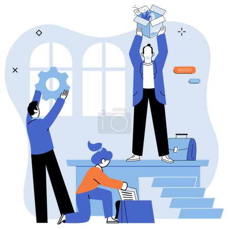 Illustration for Partnership. Vector illustration. Partners work together towards common goal, guided by agreement Collaboration and cooperation are key strategies for achieving success Discussions and brainstorming - Royalty Free Image