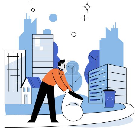 Illustration for Clean city. Vector illustration. It adopts climate resilience strategies, promotes renewable energy, and implements sustainable transportation systems By prioritizing climate action - Royalty Free Image