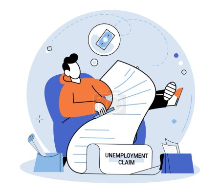 Illustration for Unemployment. Vector illustration. Financial difficulties often arise when individuals are jobless and struggling to make ends meet Dismissal from job can trigger feelings sadness and despair - Royalty Free Image
