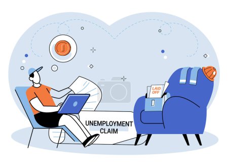 Illustration for Unemployment. Vector illustration. Melancholy often accompanies extended periods unemployment and job uncertainty The financial disaster resulted in widespread unemployment and economic turmoil - Royalty Free Image