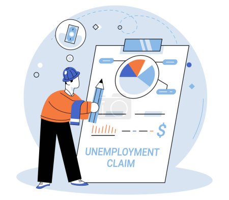 Ilustración de Desempleo. Ilustración vectorial. El concepto de desempleo abarca los retos a los que se enfrentan los desempleados La frustración y la desesperación a menudo acompañan las dificultades del desempleo Abordar el desempleo - Imagen libre de derechos