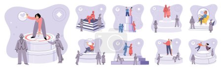 Illustration for Personal space vector illustration. Effective communication involves respecting personal space and boundaries Physical contact can be comforting or discomforting depending on personal preferences - Royalty Free Image