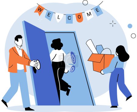 Illustration for New employee. Vector illustration. The arrival new employee signifies growth and progress within organization The new employee metaphor highlights employment process, including recruitment - Royalty Free Image