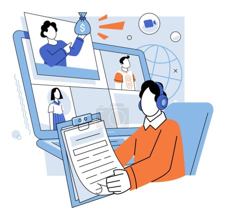 Illustration for Online education vector illustration. The internet has revolutionized distance learning, allowing individuals to pursue higher education regardless their physical location Web based courses - Royalty Free Image
