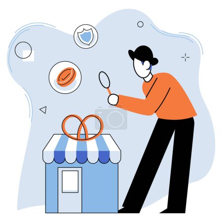 Illustration for Small business. Vector illustration. Commerce serves as backbone economy, facilitating trade and business transactions Commercial enterprises, regardless size, contribute to overall economic landscape - Royalty Free Image