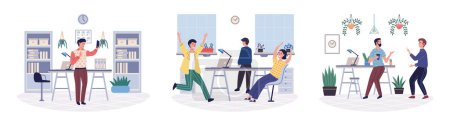 Office rest vector illustration. Incorporating elements pleasure into office rest areas cultivates sense happiness and satisfaction among employees Engaging in recreational activities during breaks