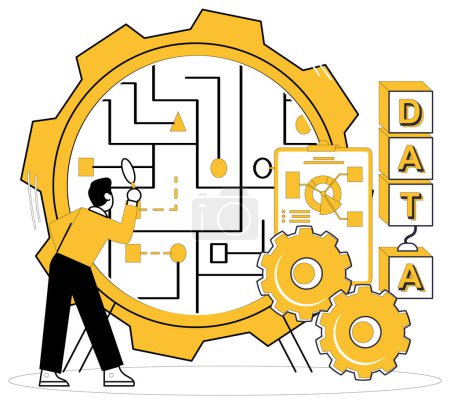 Illustration for Data analytics vector illustration. Statistics become vibrant storytellers in hands adept data analytics professionals Big data is raw material awaiting sculptors touch in realm analytics - Royalty Free Image