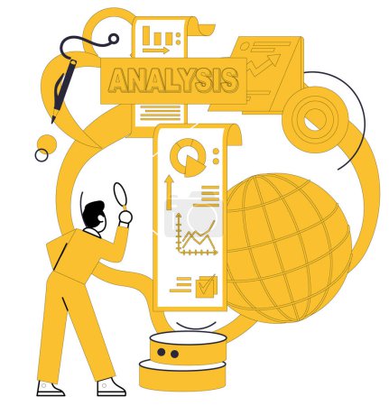Illustration for Data analytics vector illustration. Reports are echoes data analytics, reverberating with rhythm information Stock market data, like mosaic, takes shape through lens financial analytics - Royalty Free Image