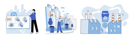 Illustration for Waste management. Vector illustration. Garbage, if not properly managed, can contribute to pollution and harm environment Ecology and waste management go hand in hand to maintain clean and sustainable - Royalty Free Image