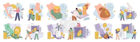 Illustration for Wealth management vector illustration. Careful budgeting is essential for effective financial management and wealth growth Sound financial planning is vital for successful wealth management Banking - Royalty Free Image