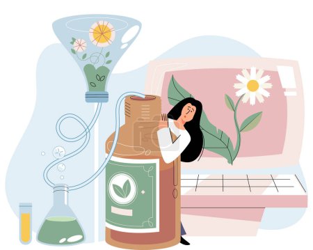 Illustration for Herbal medicine vector illustration. Health care, rooted in herbal medicine, is bountiful harvest from natures pharmacy Pharmaceutical solutions find inspiration in simplicity herbal medicine - Royalty Free Image