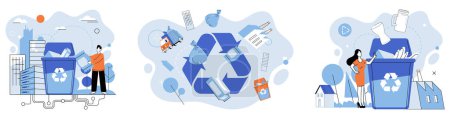 Illustration for Waste disposal. Vector illustration. Waste disposal is like taking responsibility for garbage and trash we generate, ensuring they are properly managed and processed It is metaphorical - Royalty Free Image