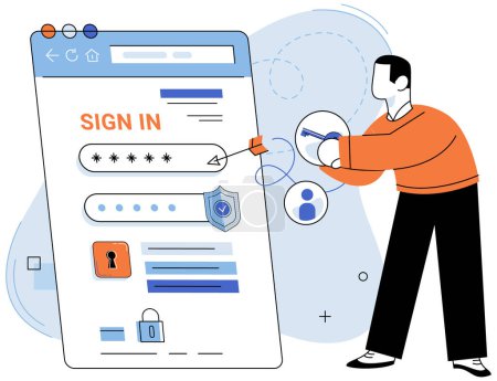 Illustration for Sign up page vector illustration. Accounting for user information is essential for personalized experiences on website The web interface simplifies sign up and registration process The sign up page - Royalty Free Image