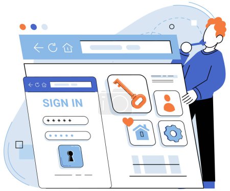 Sign up page vector illustration. The sign up page is entryway to websites offerings Verification ensures authenticity user provided information during registration Authorization grants access