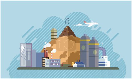 Illustration for Industrial pollution. Dirty waste. Environmental pollution. Vector illustration. Environmental pollution has reached alarming levels Dirty waste management needs urgent reform The contamination air - Royalty Free Image