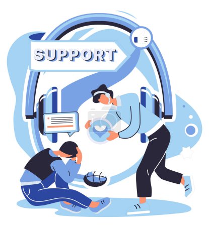 Support specialist vector illustration. The support specialist concept revolves around prompt and helpful solutions Consulting with our support specialists ensures seamless tech experience